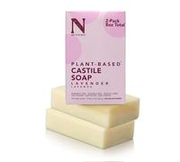 Dr. Natural Jabón en barra de castilla, barra de jabón multiusos con propiedades antiacné, para cara, cuerpo y cabello, gel de baño para piel sensible, lavanda, 2 unidades