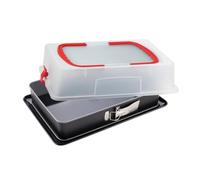 Dr. Oetker 1123 Molde para Horno Desmontable Rectangular con Base Esmaltada y Antiadherente con Tapa con Asas para Transportar Alimentos, 38 x 25 x 7 cm, 1 Unidad