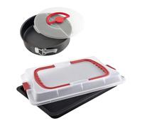 Dr Oetker 9922850 - Juego de 2 fogones con tapa, bandeja para hornear, molde para pastel, redondo, molde con bisagras, placa de horno, acero, 42 x 29 x 4 cm y 26 x 7 cm