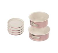 Dr. Oetker 9925750 - Molde para tartas (3 moldes para pasteles, moldes para pasteles, molde redondo para pastelería, molde layer cakes, acero, cerámica, rosa, 18,5 x 7,5 x 18 cm, 20 x 7 cm, 17 x 1,5