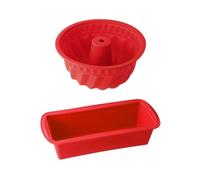 Dr Oetker 9926350 - Molde de silicona para tartas (2 unidades, molde para pasteles, molde de silicona, molde de silicona, molde de kouglof, molde de kougelhopf, silicona, rojo, 24 x 10 x 7,5 cm)