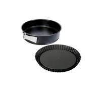 Dr Oetker 9936750 Duo - Molde de bisagra y molde para tartas derramadas, molde para tartas con bisagras, molde redondo, molde para tarta, molde de pastel, molde de pastel, acero inoxidable, negro, 28