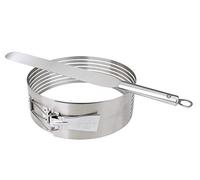 Dr. Oetker Ayuda para cortar tartas de diámetro 26 - 28 con cuchillo para tartas, herramienta para hornear de alta calidad para cortar suelos, base uniforme para tartas mediante rieles de guía, accesorios de hornear duraderos (color: plateado)