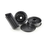 Dr. Oetker Back Harmonie, Juego Repostería Desmontable de 1 y 2 Fondos, Molde Rectangular y Rosco Alto en Acero con Revestimiento Antiadherente Especial, Color Negro, 4 uds