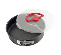 Dr. Oetker Molde para hornear Bake&Go redondo desmontable 26 cm con tapa, acero antiadherente negro