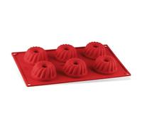 Dr. Oetker Flexxibel Bandeja Mini Pasteles Bundt, Bandeja 6 cavidades de silicona platinium, antiadherente, apto para lavavajillas, se desmolda fácilmente, resistente desde -40ºC hasta +230ºC, color rojo, 30x17,5x4,5 cm