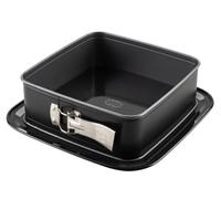 Dr. Oetker Molde cuadrado con base esmaltada, ideal para tartas y tartas, 24 x 24 x 8,5 cm, antiadherente, resistente al calor, color negro y plateado