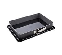 Dr. Oetker Molde Desmontable 38 x 25 x 7 cm, Acero con Revestimiento Antiadherente de Cuidada Calidad, Color Gris y Negro, 1 Unidad