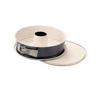 Dr. Oetker Molde Horno Desmontable de 2 Fondos Redondo con Base antigoteo en Acero Reforzado con cerámica y Revestimiento Antiadherente Especial, en Crema y Gris Marengo, 28x28x8cm, 1ud, 28 cm