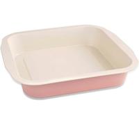 Dr. Oetker Molde para Brownies, Molde Rectangular para Tartas y Bizcochos, Modern Baking Retro Design, Revestimiento Antiadherente Premium Reforzado con Cerámica, Color: Rosa/Crema), 28x26 cm, 1 ud.