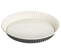 Dr. Oetker Molde para quiche de 28 cm de diámetro, exclusivo, con base elevadora resistente a cortes y arañazos con sello de esmalte, molde redondo para tartas con anillo de chapa de acero (color