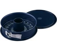 Dr. Oetker Molde repostería Horno Desmontable Redondo Doble Base antigoteo para Servir y Cierre hermético de Seguridad, b 26 cm, Esmalte, Azul