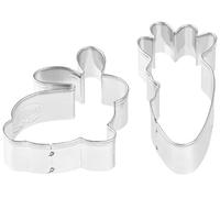 Dr. Oetker Moldes para Galletas y Galletas, diseño de Conejo y Zanahoria, 2 Unidades, Color Plateado