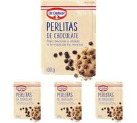 DR. OETKER - Perlitas de Chocolate 100 g, Pepitas de Chocolate Negro para Repostería y Pastelería, Textura Crujiente, Bolsa Doypack con Cierre Zip (Paquete de 4)