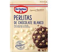 DR. OETKER Perlitas de Chocolate Blanco, Gotas de Chocolate Blanco Elaboradas con Chocolate Especial para Repostería y Pastelería - Envase, Bolsa Doypack con Zip, 100g