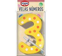 DR. OETKER Velas Número 3, Vela de Cumpleaños Para Personalizar Tartas, Cupcakes o Bizcochos - Pack de 1 Vela con Número 3 en Colores Rojo, Azul, Verde o Amarillo