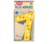 DR. OETKER Velas Número 7, Vela de Cumpleaños Para Personalizar Tartas, Cupcakes o Bizcochos - Pack de 1 Vela con Número 7 en Colores Rojo, Azul, Verde o Amarillo