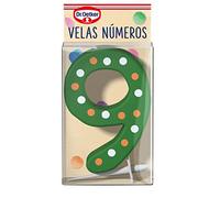 DR. OETKER Velas Número 9, Vela de Cumpleaños Para Personalizar Tartas, Cupcakes o Bizcochos - Pack de 1 Vela con Número 9 en Colores Rojo, Azul, Verde o Amarillo