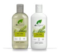 Dr Organic Champú ni acondicionador sin Sulfatos ni Parabenos de Árbol de Té 265 ml x2| para Cabello Graso, Raíces y Cuero Cabelludo, Purificante, Vegano y Orgánico