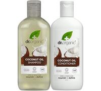 Dr Organic - Champú y acondicionador de aceite de coco con bolsa de viaje - Cuidado de la piel para mujer y hombre - Nourishing, rejuvenecimiento e hidratación, vegano, cruelty, paraben y libre de SLS