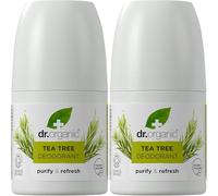 Dr Organic Desodorante Roll On Árbol de Té 50ml x 2 pack - sin Aluminio, Parabenos ni Químicos, Desodorante Natural para Mujer y Hombre, Vegano y Orgánico