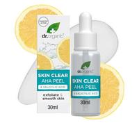 Dr Organic Skin Clear AHA Peel con ácidos de frutas, suero exfoliante, acné, cicatrices, antiimperfecciones, iluminador natural, vegano, libre de crueldad animal, sin parabenos ni SLS, orgánico, 30ml
