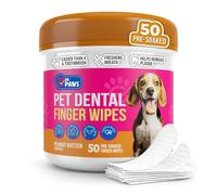 Dr. Paws: Toallitas dentales para dedos para mascotas, ingredientes naturales, toallitas de limpieza fáciles de usar para una limpieza eficaz de los dientes de perro, toallitas dentales ideales para