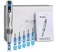 Dr.Pen M8S, microneedling pen con 6 x Cartuchos(3 x 12 Pin+3 x 36Pin), dermapen facial profesional, Inalámbrico y 6 Niveles de Velocidad, 0-2,5mm Profundidad ajustable, Plata
