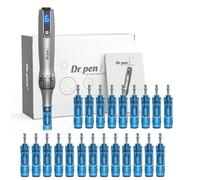 Dr.pen Microneedling M8S, Lápiz de Microneedle Inalámbrico Profesional, Máquina Recargable Ajustable con 22 Cartuchos para Arrugas, Estrías, Cicatrices de Acné y Pérdida de Cabello, Facial y Corporal