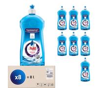 dr.Prakti Líquido de Enjuague para Lavavajillas, da brillo a la vajilla, no deja marcas, facilita el secado, 1 l x 8