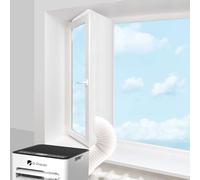 Dr.Prepare Kit de Sello de Ventana para Aire Acondicionado Portátil 4 m, con Cinta Adhesiva de 8 m, Resistente al Agua, con Cremallera, Kit de Ventilación Abatible para Aire Acondicionado Portátil
