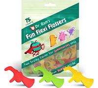 Dr. Ram's Fun Flexi Flossers para niños, hilo dental con forma de anti-ouch para niños con rompecabezas y juego, hilo dental ligero con aroma a cítricos para niños (75 unidades)