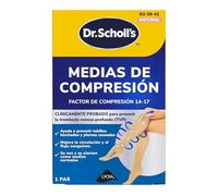 Dr. Scholl's Calcetines de compresión clínicamente probados para viajes en avión - Ayudan a prevenir la hinchazón de tobillos y la trombosis venosa profunda (TVP) - 39-41