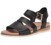 Dr. Scholl's Island Glow - Sandalias planas con tiras para mujer, Negro liso, 42 EU