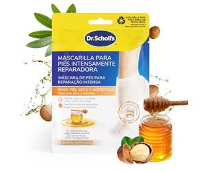 Dr.Scholl's PediMask Mascarilla Hidratante para Pies, Nutre, Repara y Suaviza Talones Secos y Agrietados, con Miel de Manuka, Urea y Manteca de Karité, 1 Par