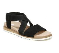 Dr. Scholl's Sandalias Islander planas con tiras para mujer, negro microfibra, 37.5 EU
