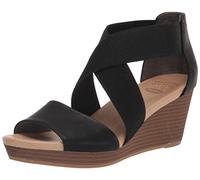 Dr. Scholl's Shoes Sandalias de cuña Barton Band para mujer, Negro liso, 40 EU