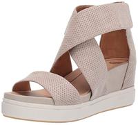 Dr. Scholl's Shoes Sandalias de cuña Sheena para mujer, Oyster Microfibra perforada, 7 M US