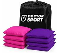 Dr Sport - Juego de 8 bolsas de cornhole (4 unidades, 4 bolsas de cornhole y 4 rosas, calidad robusta, 400 g, 15 x 15 cm)