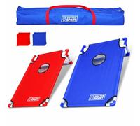Dr. Sport Juego de Cornhole Completo con 2 tableros, Azul y Rojo, 8 Bolsas, 6 kg, Juego de Lanzamiento Americano de Interior y Exterior, en Bolsa de Transporte