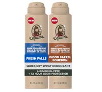 Dr. Squatch Desodorante en aerosol para hombre - Quick Dry, no mancha - sin aluminio + dermatológicamente probado para todos los tipos de piel - Fresh Falls + Wood Barrel Bourbon (4 oz, 2 unidades)