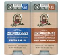 Dr. Squatch Invisible Glide Natural Desodorante - Smooth Glide with No Stains - Aluminum Free + Dermatologically-Tested Formula Suits Sensitive Skin - Fresh Falls + Wood Barrel Bourbon (2 unidades)