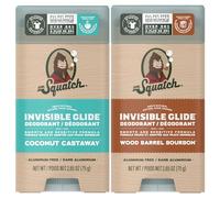 Dr. Squatch Invisible Glide Natural Desodorante - Smooth Glide with No Stains - Aluminum Free Formula Dermatologisttested for Sensitive Skin - Wood Barrel Bourbon + Coconut Castaway - 2.65oz (2