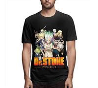 Dr.St-O-Ne Men's Round Neck T-Shirt Short Sleeve Top Pure Cotton T-Shirt Pullover T-Shirt Black XXL