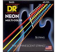 DR Strings HI-DEF NEON™ - Cuerdas de bajo multicolor de colores: 5 cuerdas medianas 45-125