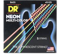 DR Strings HI-DEF NEON™ - Cuerdas de bajo multicolor de colores: 5 cuerdas medianas 45-125