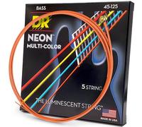 DR Strings HI-DEF NEON™ - Cuerdas de bajo multicolor de colores: 5 cuerdas medianas 45-125