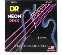 DR Strings Neon 45-125 - Juego de cuerdas para bajo rosa NPB5-45