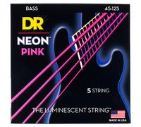 DR Strings Neon 45-125 - Juego de cuerdas para bajo rosa NPB5-45