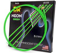 DR Strings NGB5-45 Juego de bajo de 5 cuerdas, níquel revestido, verde neón (45-125)